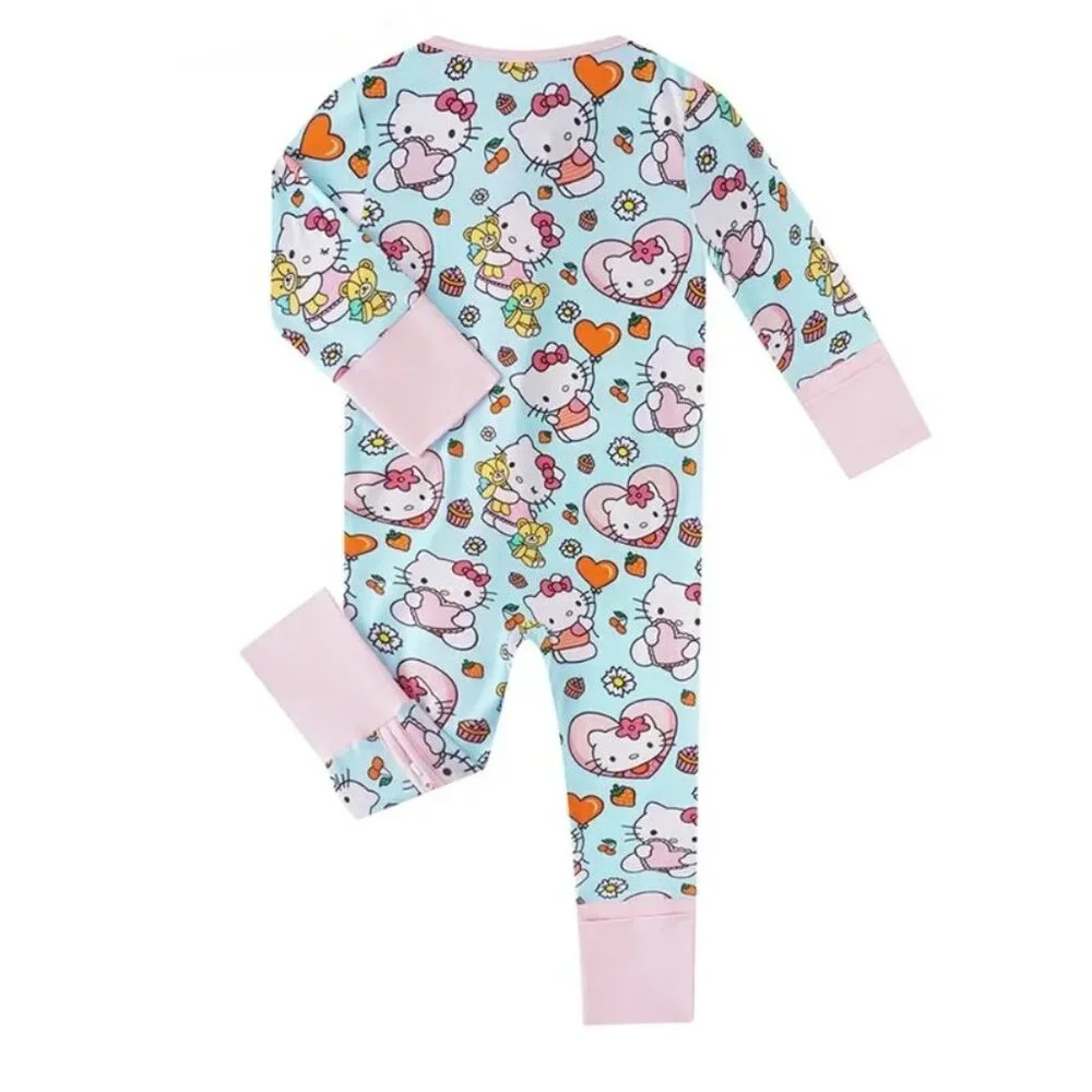 Hello Kitty Baby Girls Bamboo Romper Jumpsuit Sleeper Pajamas